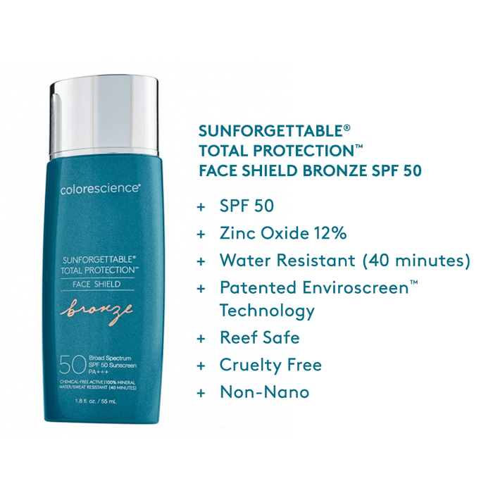 Sunscreen Bronze Colorescience Sunforgettable Total Protection Face Shield SPF 50 Leesi B.